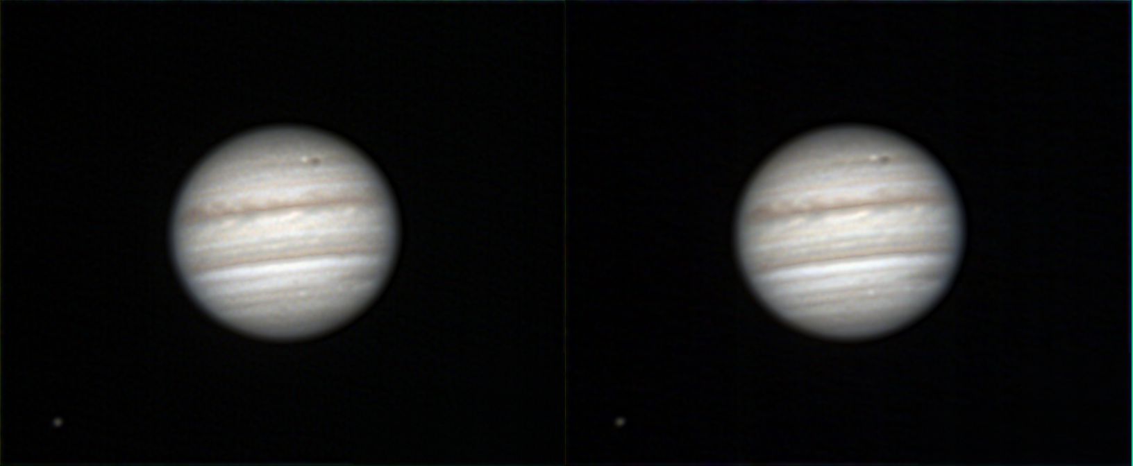 A Stereo image of Jupiter and its moons.